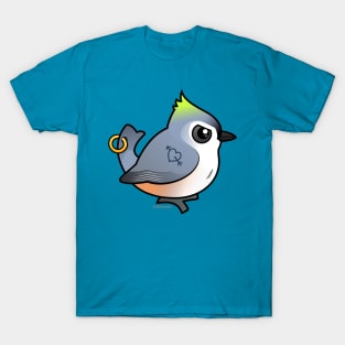 Funny Cartoon Tufted Tough Titmouse Bird T-Shirt